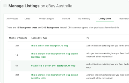 View and fix listing errors