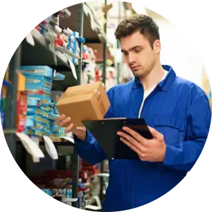 man in warehouse